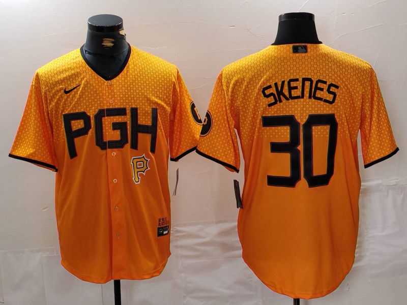 Men Pittsburgh Pirates 30 Skenes Yellow City Edition 2024 Nike MLB Jersey style 4
